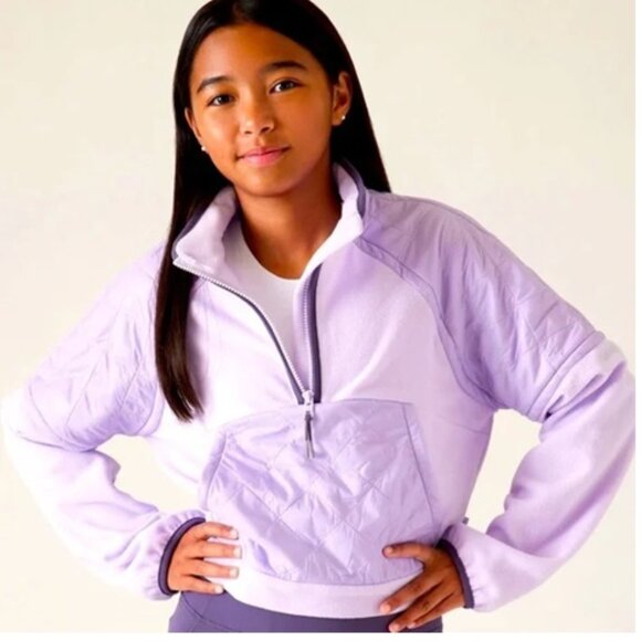Athleta Girl Transition Half Zip Fleece Lavender Jacket Top - Picture 1 of 12